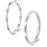 KAZITSAN 2pc 2mm Stainless Steel Rings for Women Girls Fashion Wedding Plain Band Knuckle Stacking Midi Rings Silver/Rose Gold Wedding Band Comfort Fit