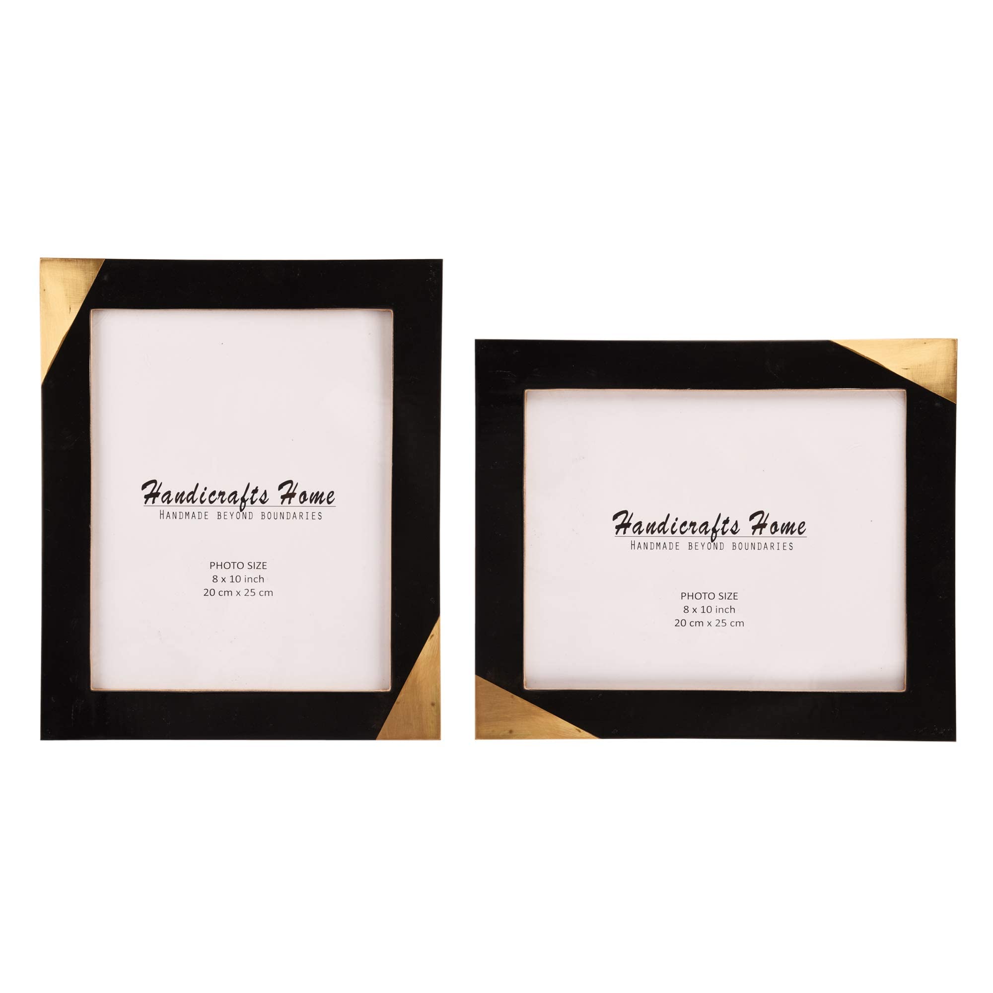 Handicrafts Home Handcrafted Black & Gold Photo Frame 8x10, Pack of 2 Picture Frames Gift, Wall Mount & Tabletop Display, Modern Home Decor Frame for Living Room, Bedroom, Office, Gallery Wall,Holiday