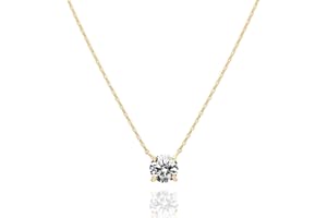 PAVOI 14K Gold Plated Crystal Solitaire 1.5 Carat (7.3mm) Cubic Zirconia Dainty Choker Necklace | Gold Necklaces for Women