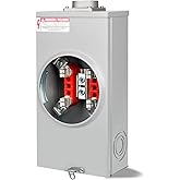 200 Amp Meter Socket, 4 Jaw Meter Base, 600V 3 Wire Ringless Type, with Horn Bypass Meter Cover Plate, Suitable for Overhead/Underground Feed