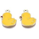 KitBeads 10pcs Enamel Yellow Duck Charms - Mini Bird & Animal Charms for Jewelry Making - Bulk