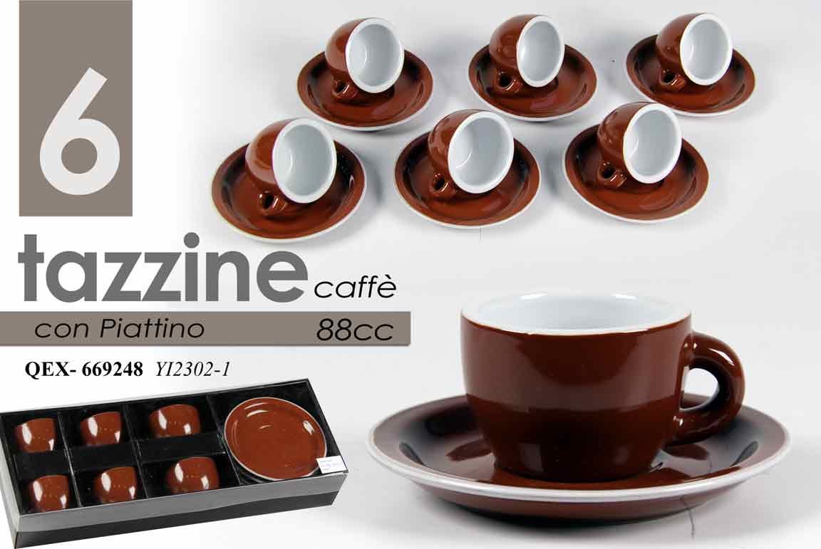 Set 6 Tazzine Caffè Con Piattino - Ceramica Marrone Per Moka E Espresso - Foto 7