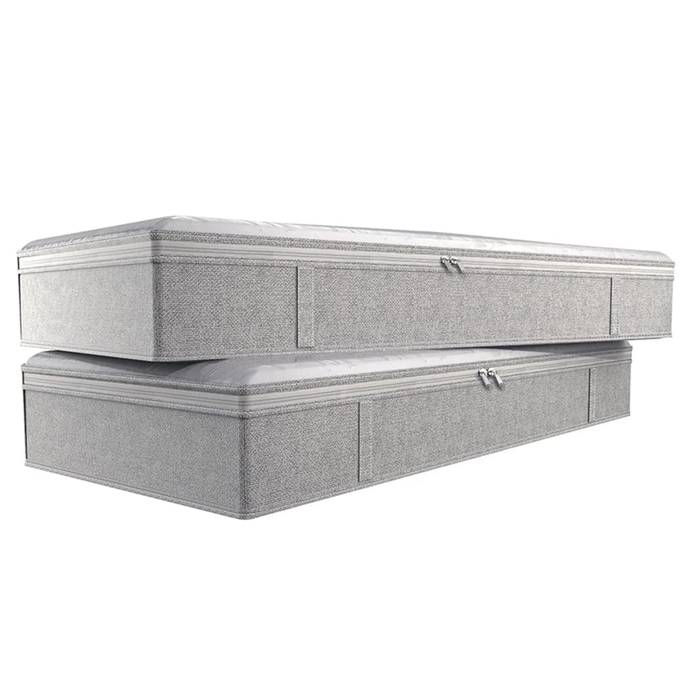 Hopbucan Foldable Under Bed Bags Under Bed Storage Boxes Thick Breathable Underbed Clothes Storage Bags Zippered Organizer