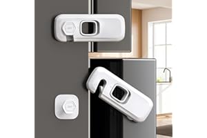 5 Pack Fridge Locks for Kids, QYESWHSR Child Proof Refrigerator Lock with Sticky Adhesive Pads, Fridge Child Locks, RV Refrigerator Door Latch, Oven Lock Safety to Keep Door Closed White