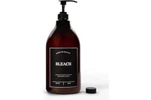 Calindiana Modern Farmhouse Bleach Liquid Laundry Detergent Dispenser for Laundry Room Decor and Organization, PET Plastic Landry Soap Containers with Water Resistant Label, Amber 64oz