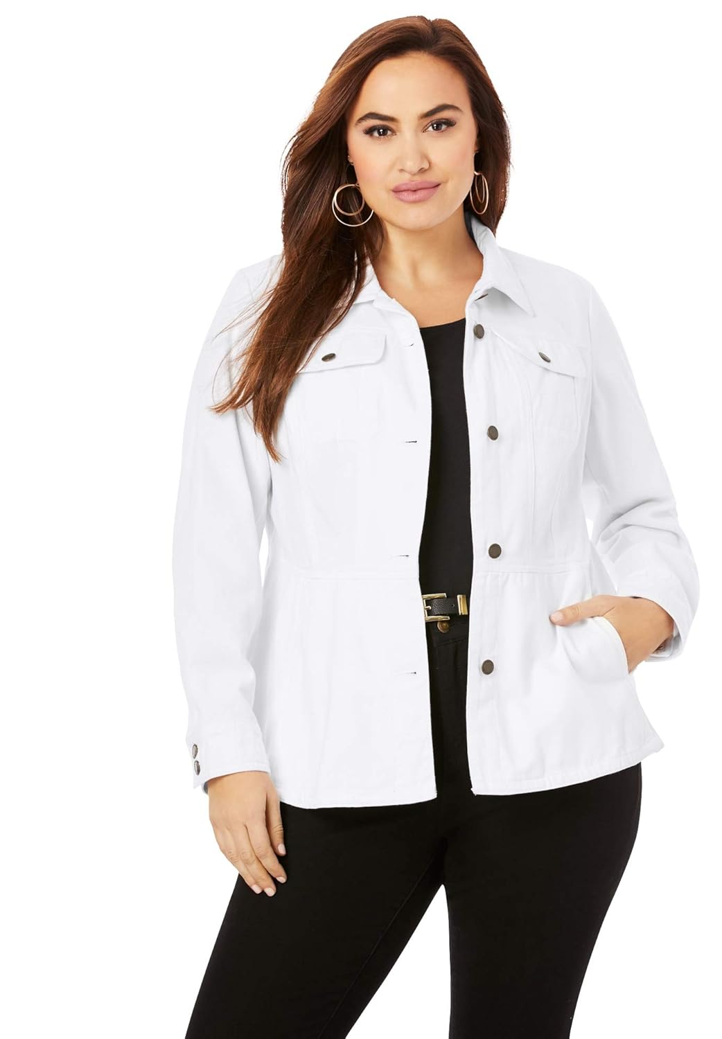 plus size peplum denim jacket