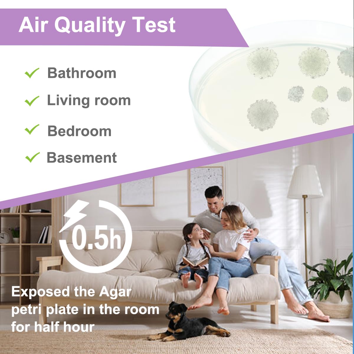 Mold Test Kit for Home,DIY Black Mold Detector for HVAC,Indoor Air Quality & House Surface Testing, Complete Tester Kits for Walls,Office,Classroom with Identification Guide & Lab Analysis(6 Pack)