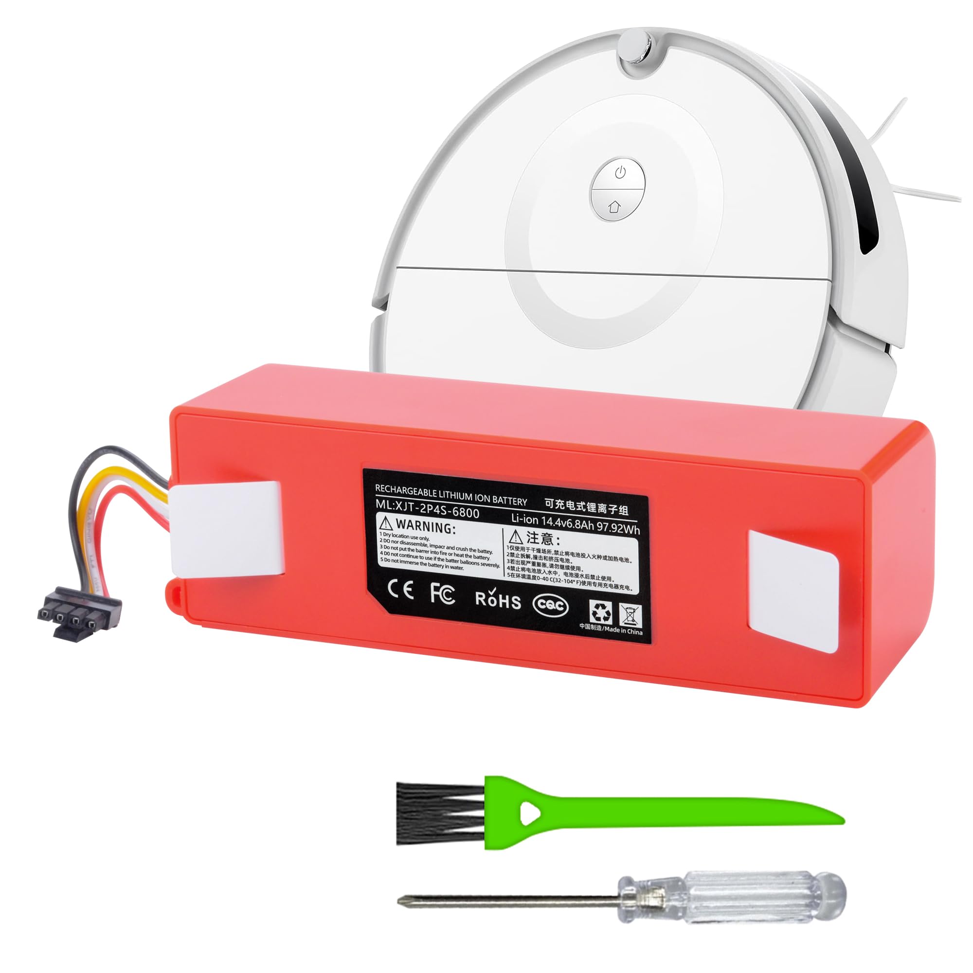Photo 1 of 6800mah Battery Replacement for Roborock S7 Max Ultra, S7, S7+,S7 Max Ultra, S7 MaxV, S7 MaxV Plus, S7 MaxV Ultra, Roborock Q7, Q7+, Q7 Max, Q7 Max+, For Xiaomi Mi Robot Vacuum Cleaner BRR-2P4S-5200D