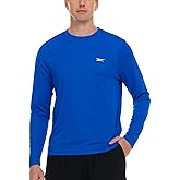 Reebok Rash Guard for Men, Long Sleeve Mens Swim Shirt, Fishing Hiking UPF+ 50 UV Protection