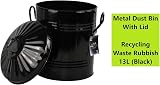 Unibos Small 13 Litre Round Black Galvanised Steel Dustbin with Lid view 3