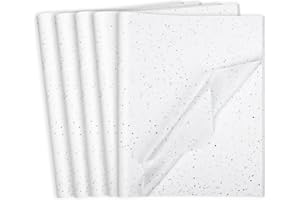 woric 135 Sheets White Tissue Paper for Gift Bags 20 x 14 Inch Glitter Tissue Paper for Birthday Baby Shower Wedding Christmas Decor Art DIY Crafts