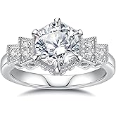 JIEKAYUAN Moissanite Rings for Women D Color VVS1 Moissanite Engagement Ring S925 Sterling Silver Promise Wedding Rings for Women