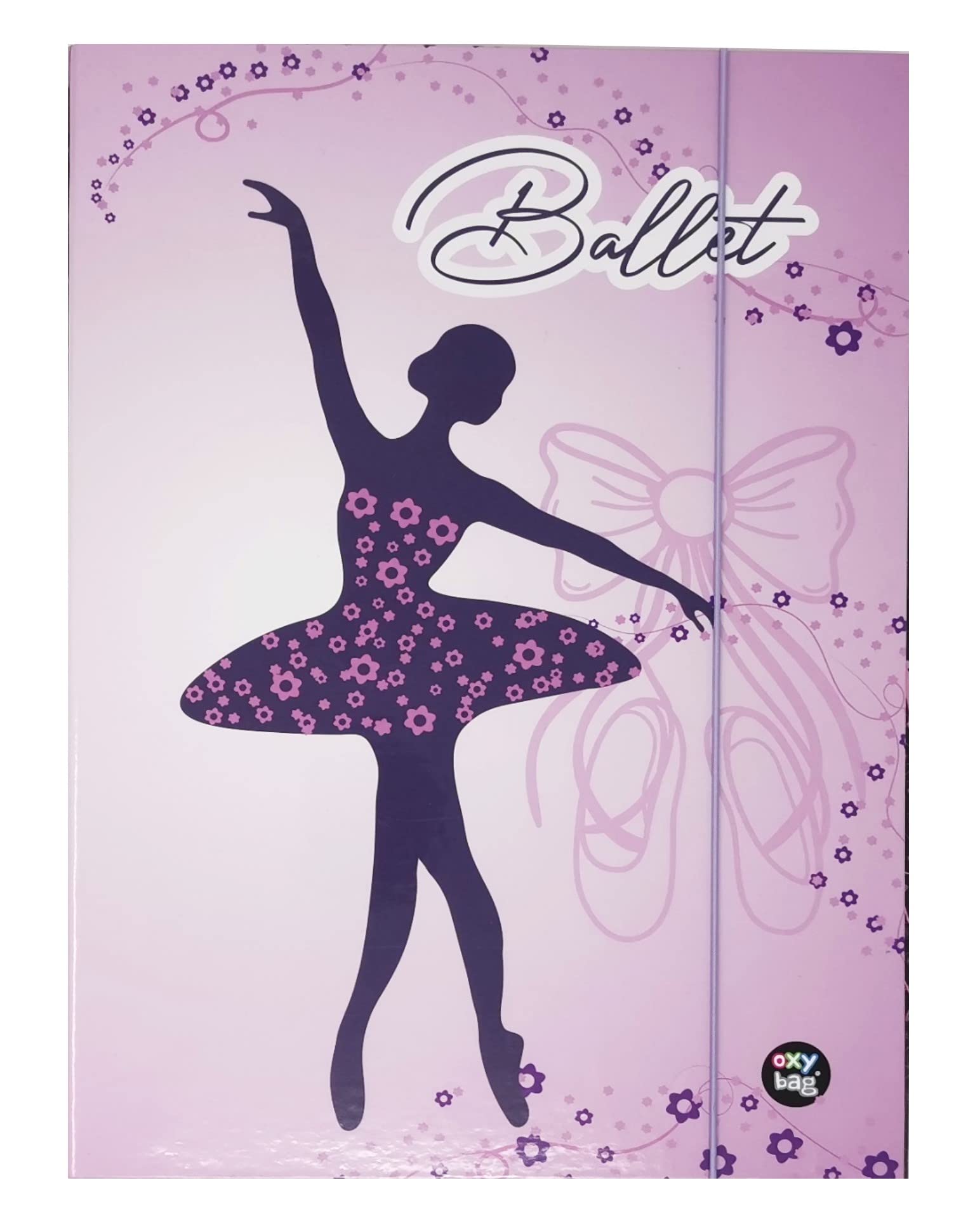 Sturdy Children's Box, File Box, Folder for School Bag, Dossier Folder with Elastic Band and Inner Flaps, DIN A4 for Girls (Ballet Dancer)