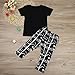 TIFENNY Boys Short Sleeve Letters Casual T-Shirt Trousers Set (3T, Black)