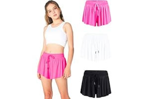 AIOIC Girls Butterfly Shorts Womens Flowy Shorts 2-in-1 Youth Butterfly Skirts with Spandex Liner