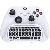 FYOUNG Keyboard for Xbox Series X/S Controller, for Xbox One/S/Controller Gamepad, 2.4Ghz Mini QWERTY Keyboard Gaming Chatpad with Audio/Headset Jack for XSX (White)