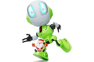 BROADREAM Stocking Stuffers, Robot Kids Toys, Rechargeable Mini Talking Robot for Boys Girls Robot Toys Help Kids Talking, LED Lights Interactive Voice Changer Gifts for Halloween Xmas (Apple-Green)