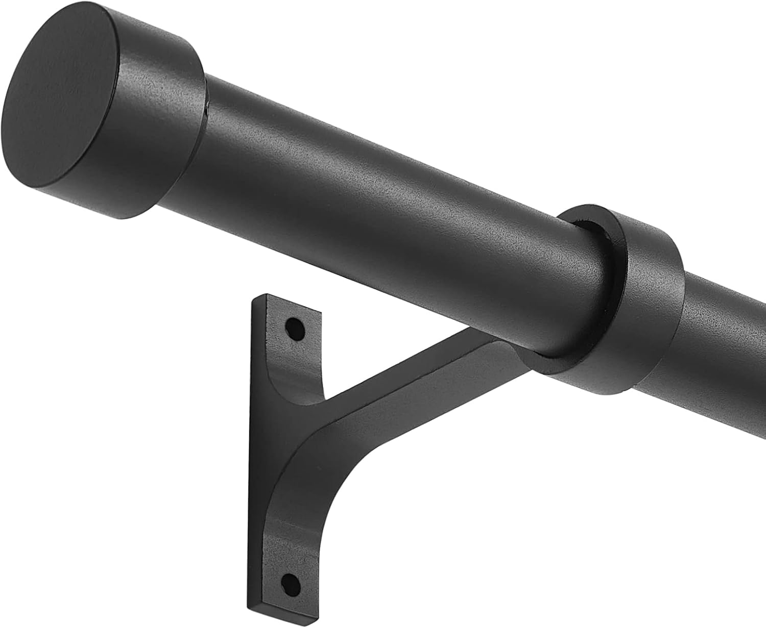 Window Treatment Hardware - Lwiiom Matte Black Curtain Rods for Windows, 1-Inch Adjustable Drapery Rods with Aluminum End Cap and Brackets (Matte Black, 16-28
