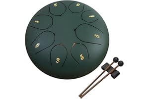 Rain Drum for Outside Garden, 6 Inches 8 Notes Steel Tongue Chakra Drum, Waterproof Rain Chime Meditation Drum (Green)