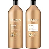 Redken All Soft Shampoo and Conditioner Set - Gently Cleanses and Softens, Moisturizing and Hydrating Set For Dry, Brittle Hair, With Argan Oil