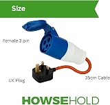 HowseHold 16A to 13A UK Hook Up Cable Adapter 230V 3 Pin 30cm view 2