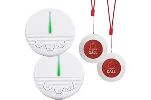 CYSSJF Elderly Alert Call Button Caregiver Pager Emergency Button Caregiver Life Alert Personal Wearable Alert Button for Elderly Seniors at Home 2 Emergency Alert Pager 2 Call Bell for Elderly