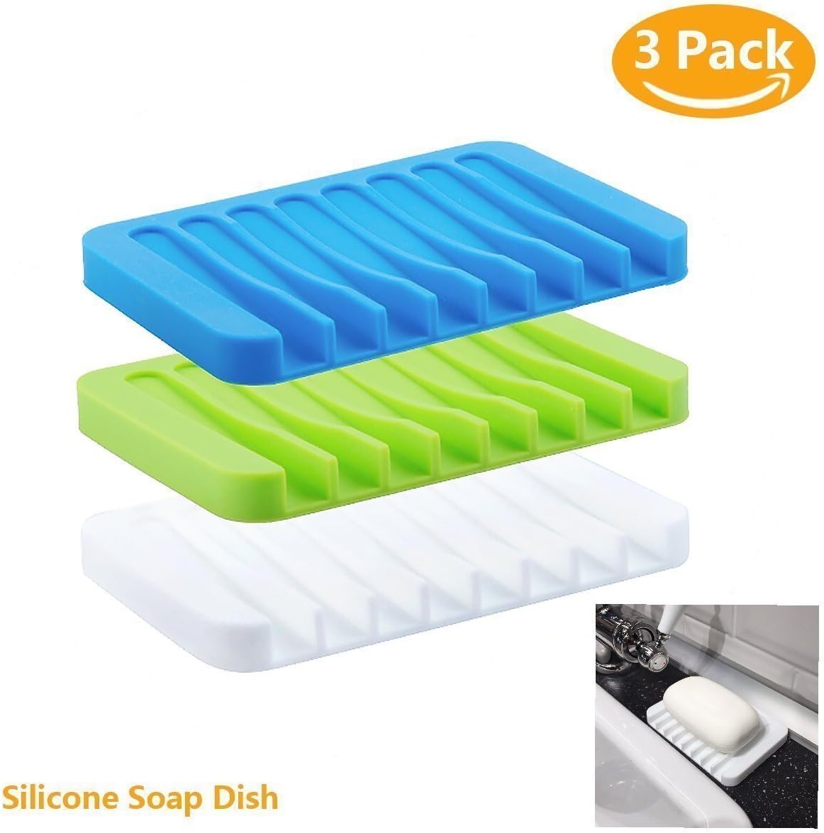 Ramkuwar Silicone Soap Dish/Soap Holder/Soap Tray (Assorted Color Will Be Send)(Pack of 3)