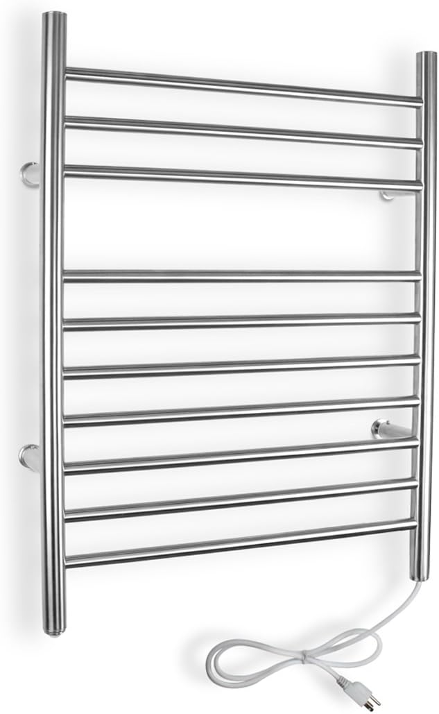 WarmlyYours 10-Bar Infinity Towel Warmer, Plug-in, Stainless Steel