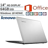 Lenovo IdeaPad 14" High Performance Laptop, Intel Celeron Dual-Core Processor, 2GB RAM, 64GB eMMC HDD, Webcam, WIFI, HDMI, USB 3.0, NO DVD, Windows 10, 1 Year Microsoft Office 365