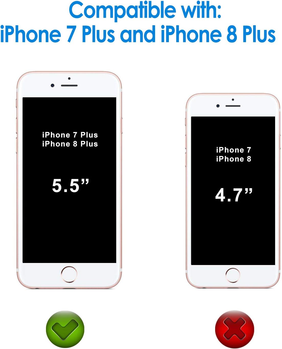 JETech Screen Protector for iPhone 8 Plus and iPhone 7 Plus, 5.5-Inch, Case Friendly, Tempered Glass Film, 2-Pack