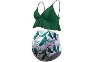 GINKANA Maternity Bikini Set Flounce Swimsuit Bathing Suit Top Swimwear Bottom Bathing Suits