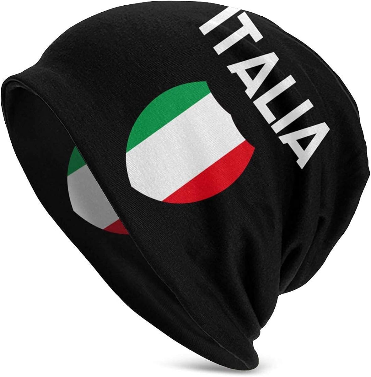 Italia Italy Italian Flag Women Men Stylish Beanie Hat Soft Stretch Knit Slouchy Skull Cap Black