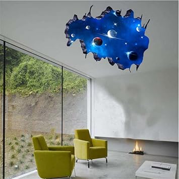Amazon Com Bibitime 3d Galaxy Space Planet Break Through Wall Art