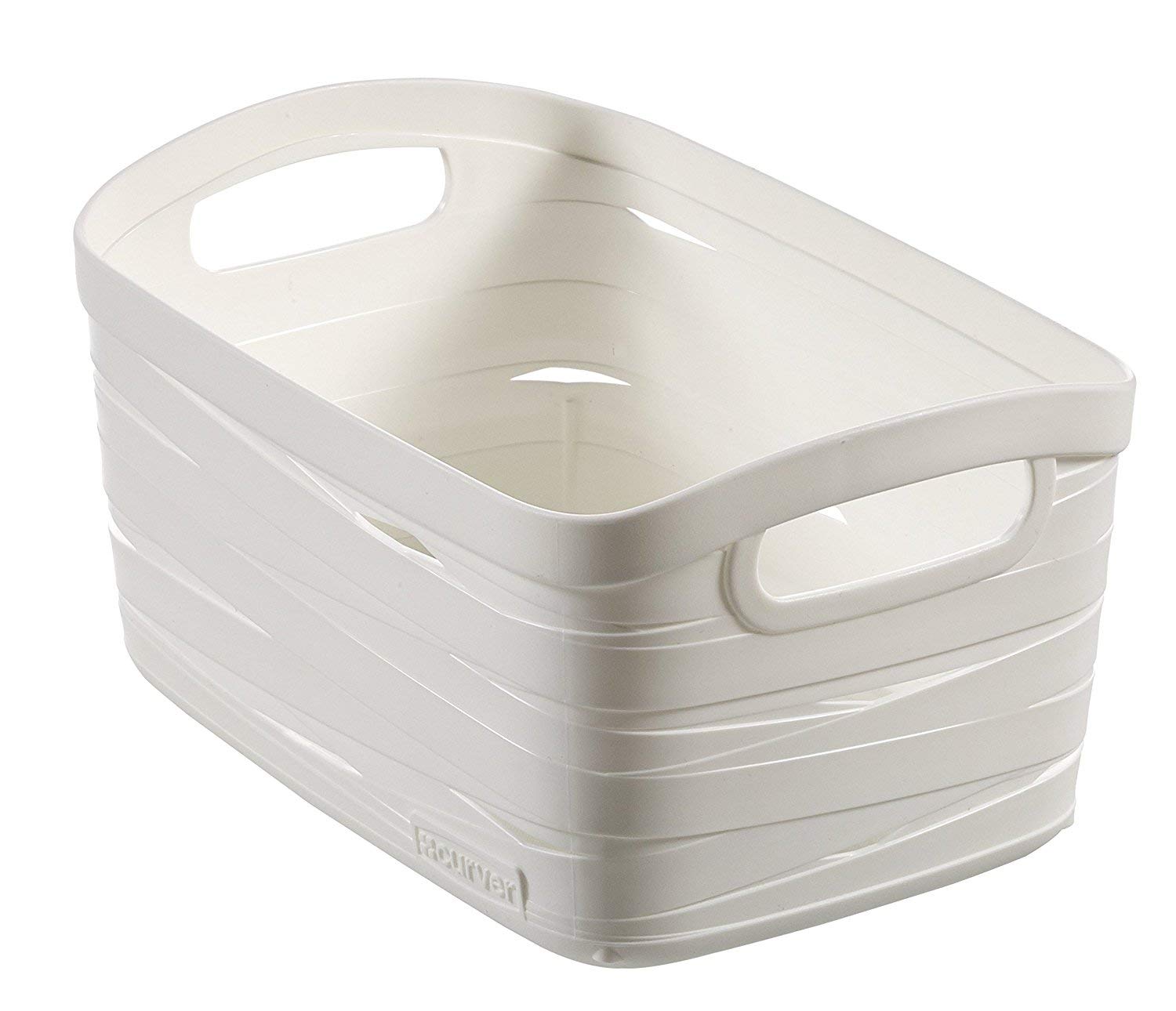 CURVER Ribbon Small Rectangular Plastic Storage Basket, White, 8 Litre