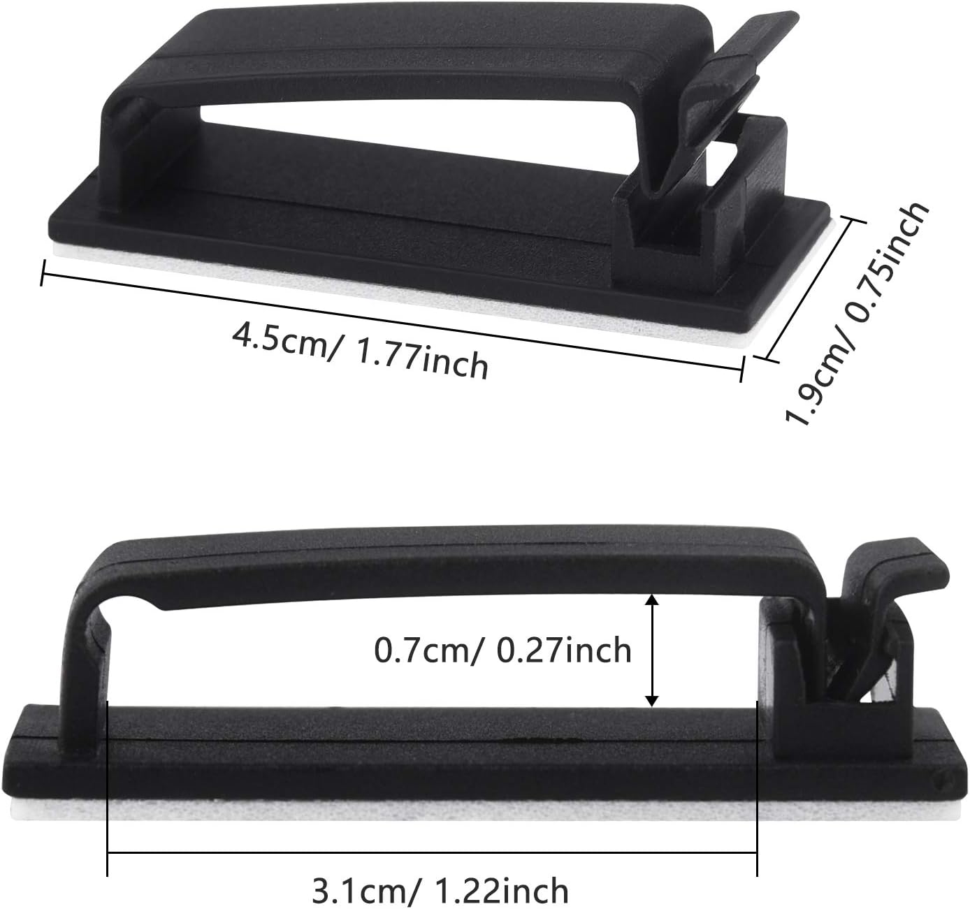 TUPARKA 40 Pack Self Adhesive Cable Clips Organizer for Car Office and Home, Black, 4.5Cm X 1.9Cm (1.77Inch X 0.75Inch) - Image 4