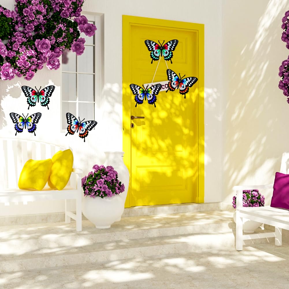 Metal Butterfly Wall Decor - 3 Pack Butterflies Wall Sculpture Hanging Decorations for Outdoor Fences Patio Yard Fence Garden Decorations, Gifts for Mom Friends