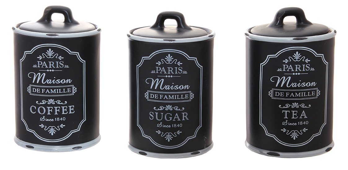Alice S Collection Set Ceramic Coffee Sugar Tea Jars With Airtight Lid Black Buy Online In Aruba At Aruba Desertcart Com Productid