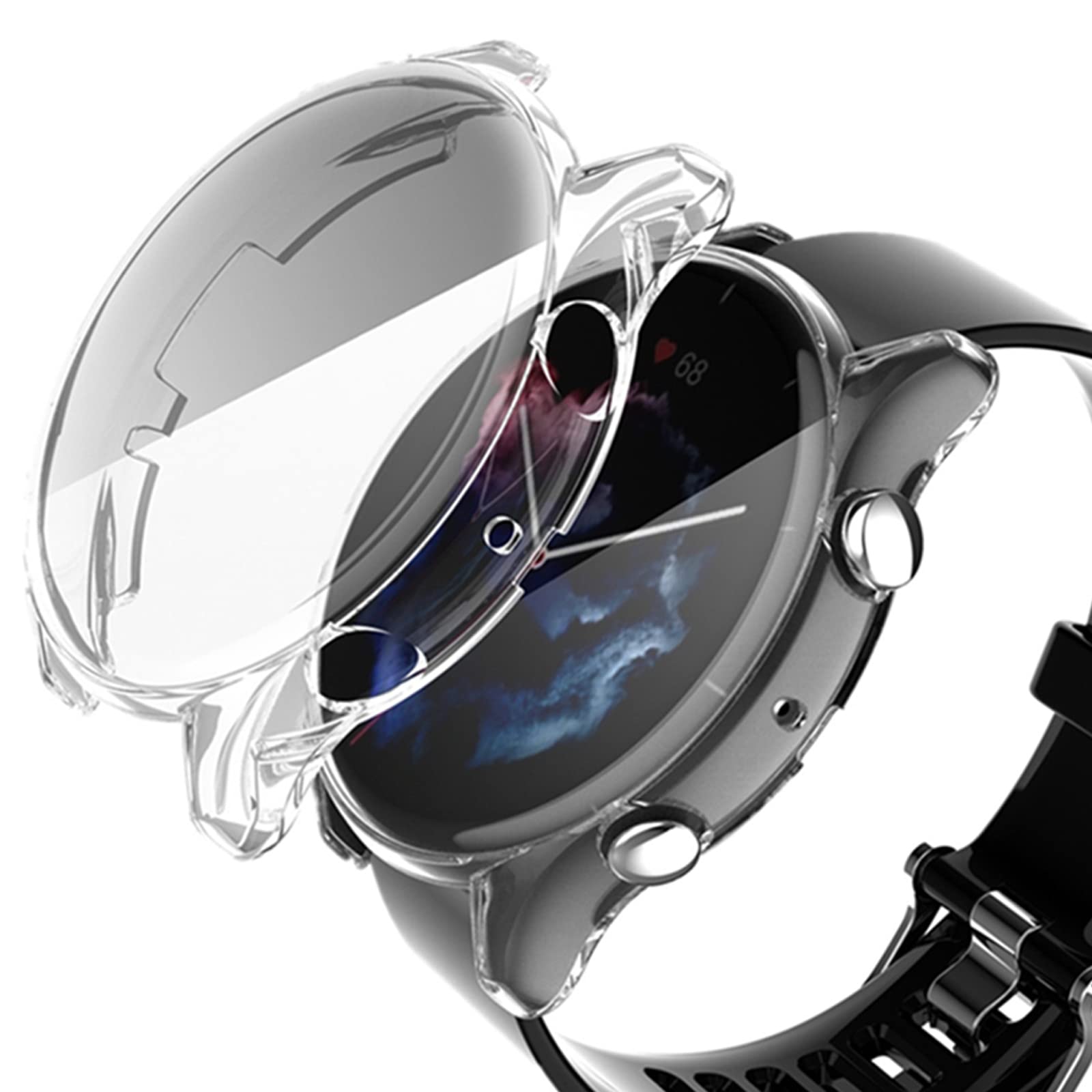 Miimall Case Compatible with Amazfit GTR 3/GTR 3 Pro, Shockproof HD Soft TPU Screen Protector Bumper Protective Shell All-Around Protective Case Cover for Amazfit GTR 3/GTR 3 Pro-Clear