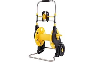 Airynee Garden Hose Reel Cart Hold 130 of 5/8 IN FT Hose, Metal Water Hose Holder with Wheels for Outside Yard Lawn