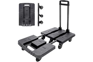 Large Folding Hand Truck 245KG/540LBS Capacity,Noiseless Wear-Resistant 6-360° Rotating Wheel Folding Trolley Luggage Cart Pl