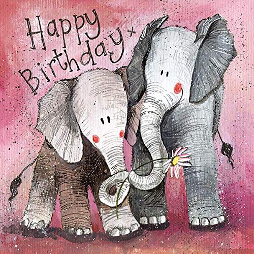Alex Clark The Two Nellies Birthday Card - Elephant - For Women or Children - Designed and Printed in UK