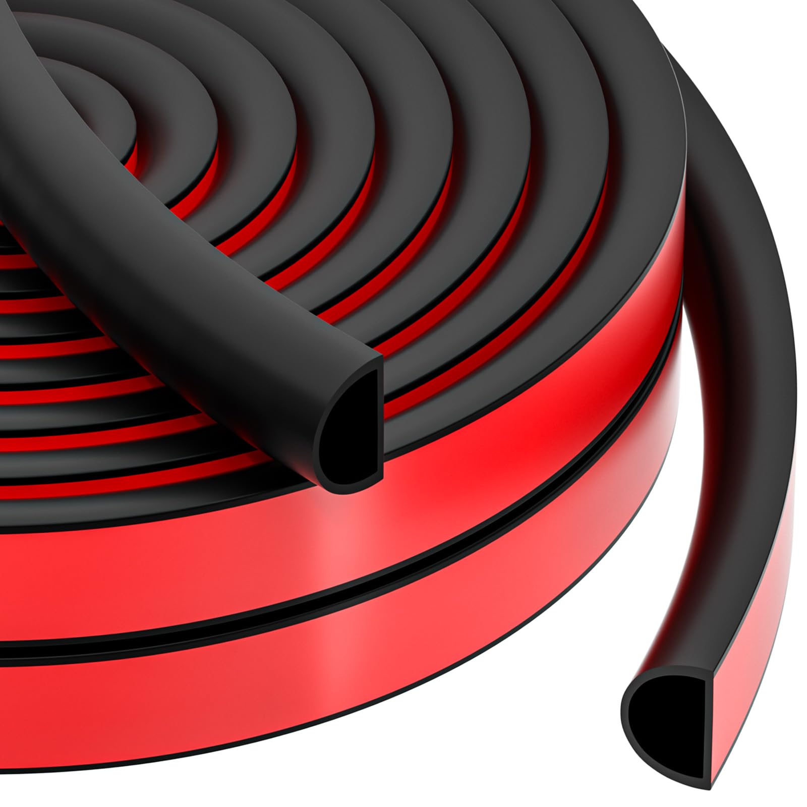 Photo 1 of 23FT Weather Stripping, Self Adhesive Door Weather Stripping, Silicone Door Seal Strip for Frame& Window (Black, 3/8"(W)×1/4"?T) ×23ft(L)