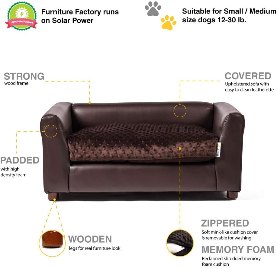 Keet Fluffly Deluxe Pet Bed Sofa Chocolate Medium : Pet Supplies