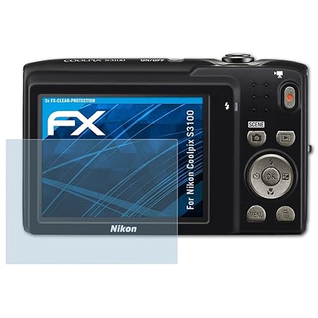 atFoliX Schutzfolie kompatibel mit Nikon Coolpix S3100 Folie, ultraklare FX Displayschutzfolie (3X)