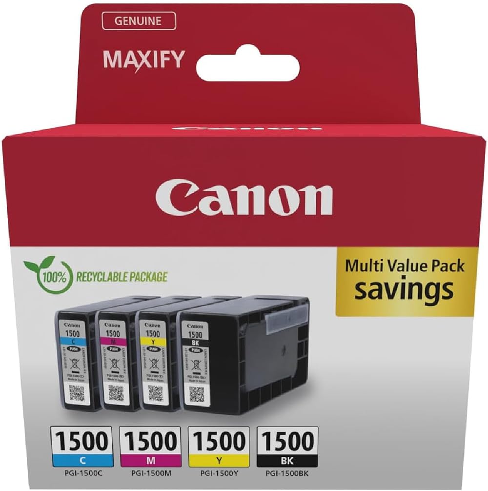 Canon Ink PGI-1500 C M Y BK 4 Pack Genuine Colour Cartridges