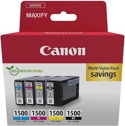 Canon Ink PGI-1500 C M Y BK 4 Pack Genuine Colour Cartridges