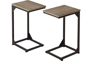 ZIWEI STAR C-Shaped End Table Set of 2, Small Side Table, Sofa Table with Metal Frame for Living Room, Bedroom, Bedside Table Tray Tables