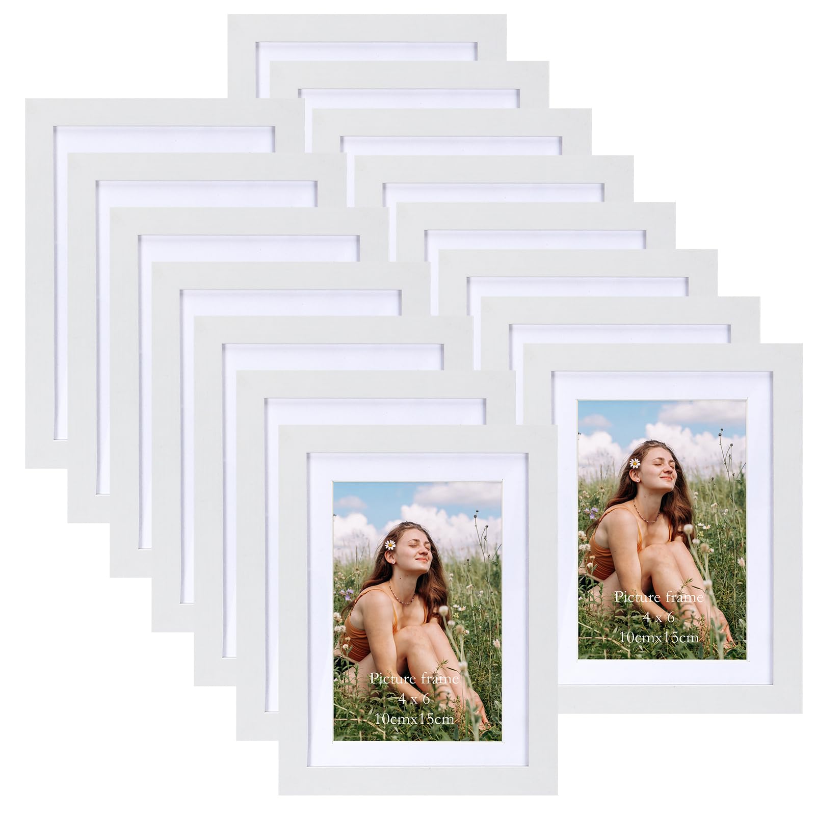 Vasemouh 4x6 White Photo Frames with Mat, Versatile 7x5in photo frames Without Mat, MDF Wood Picture Frames for Wall or Tabletop Display (Set of 15) — image 1