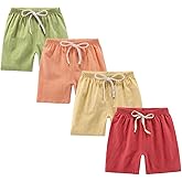 FedMois Boys' Summer Shorts Cotton, Pack of 4