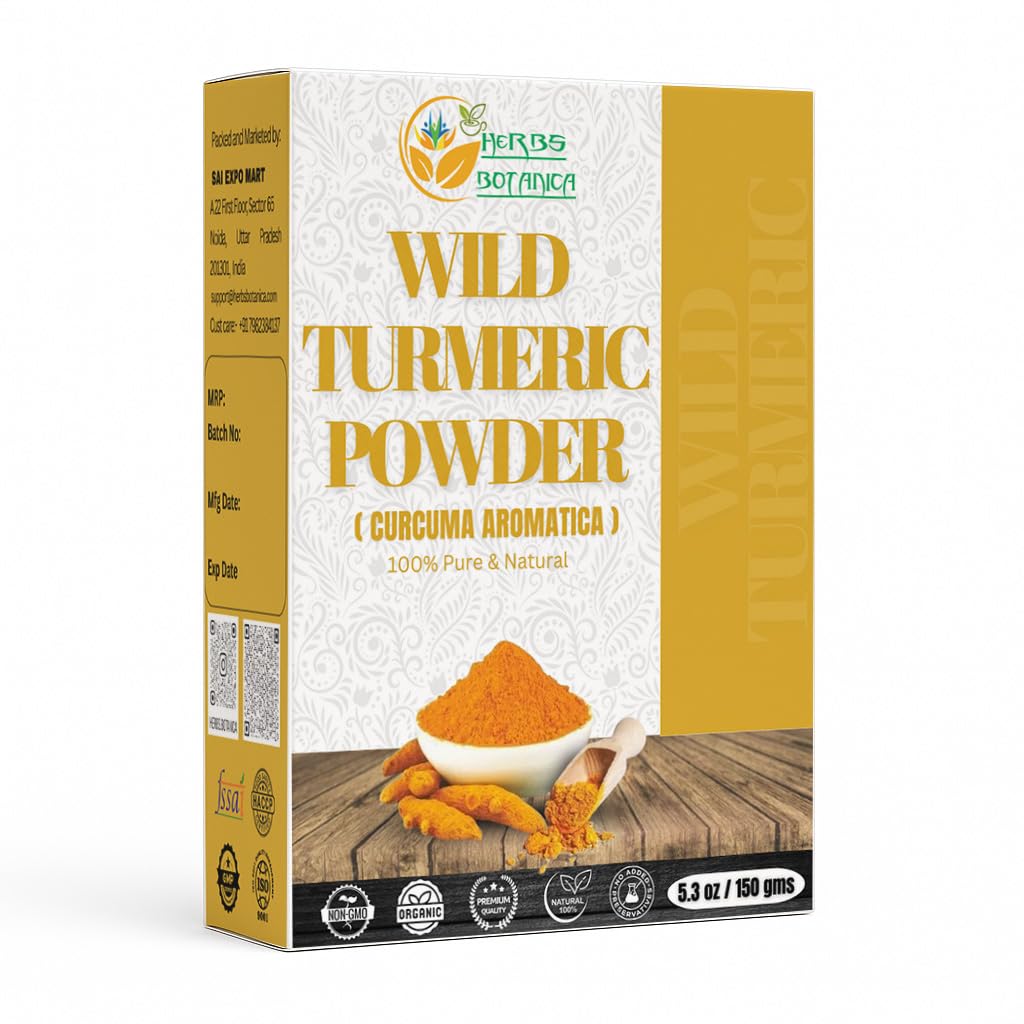 Herbs Botanica Wild Turmeric Powder Exfoliator| Amba Haldi Powder | Kasturi Manjal | Kasturi Turmeric150 Gms / 5.30 oz — image 1